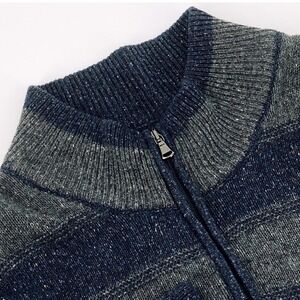 Giannetti Men's Large Striped 1/4 Zip Sweater Made in Italy Wool Silk Blend